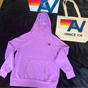 NWT Aviator Nation Ninja hoodie  Neon Purple + Tote Bag